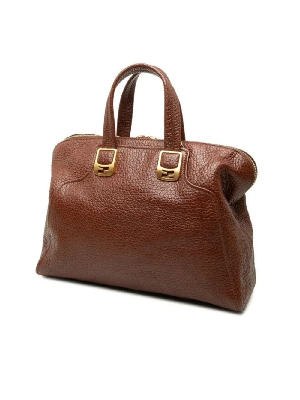 Fendi Chameleon Shoulder Bag Brown Leather